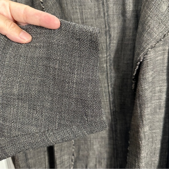 Eileen Fisher jacket/blazer sz 1X black heather, linen blend, raw edges - Picture 7 of 12